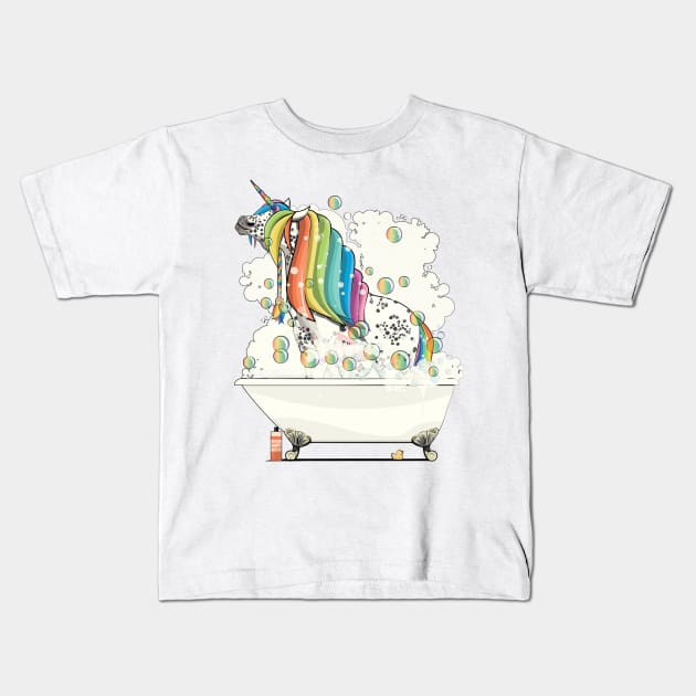 Unicorn in the Bath Kids T-Shirt by InTheWashroom